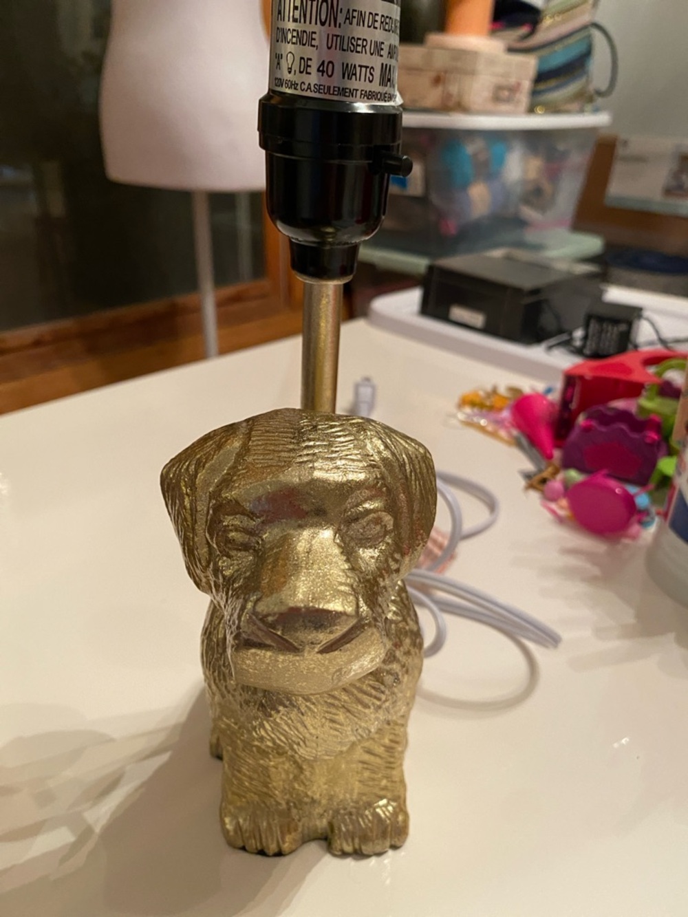 Gold Resin Labrador Accent Lamp Base by Intertek no lampshade